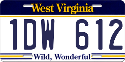 WV license plate 1DW612