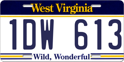 WV license plate 1DW613