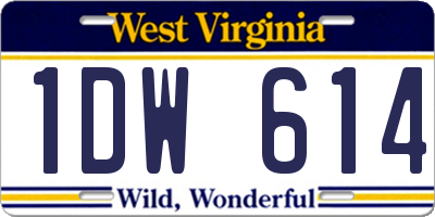 WV license plate 1DW614
