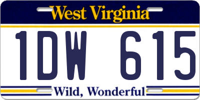 WV license plate 1DW615