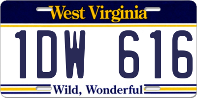 WV license plate 1DW616