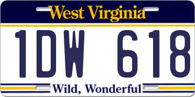 WV license plate 1DW618