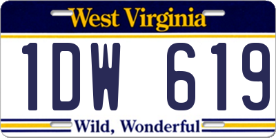 WV license plate 1DW619