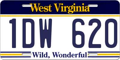 WV license plate 1DW620
