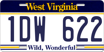 WV license plate 1DW622