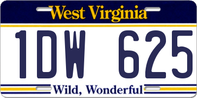 WV license plate 1DW625