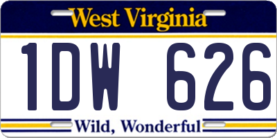 WV license plate 1DW626
