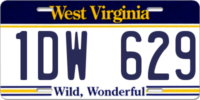 WV license plate 1DW629