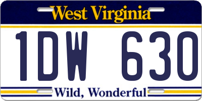 WV license plate 1DW630