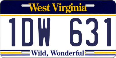 WV license plate 1DW631