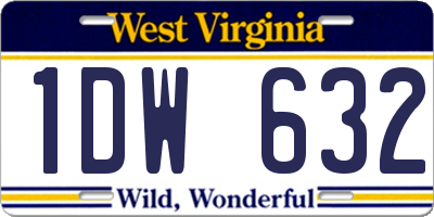 WV license plate 1DW632