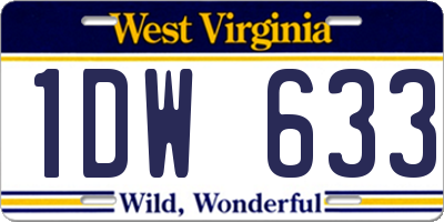 WV license plate 1DW633