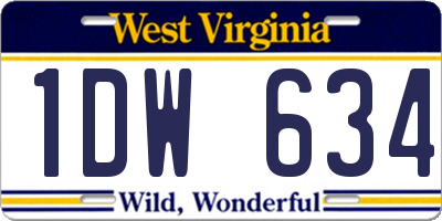 WV license plate 1DW634