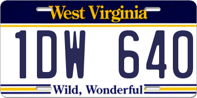 WV license plate 1DW640