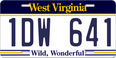 WV license plate 1DW641
