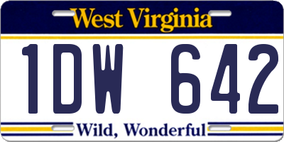 WV license plate 1DW642