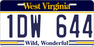 WV license plate 1DW644