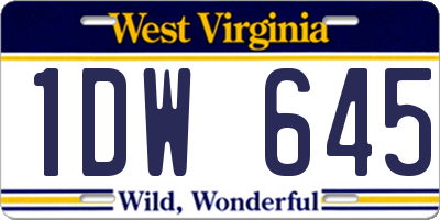 WV license plate 1DW645