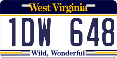WV license plate 1DW648