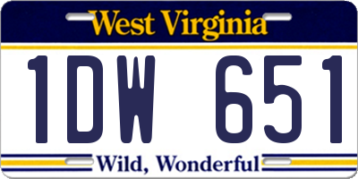 WV license plate 1DW651