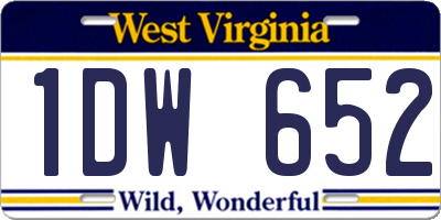 WV license plate 1DW652