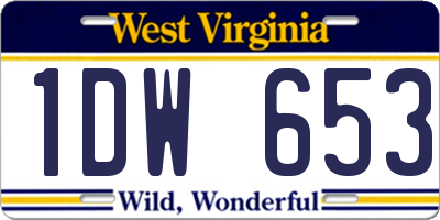 WV license plate 1DW653