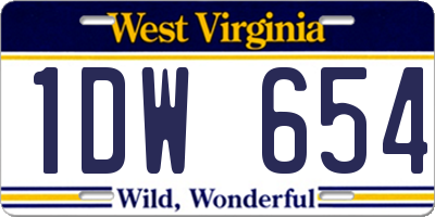 WV license plate 1DW654