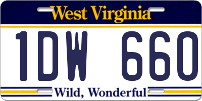 WV license plate 1DW660
