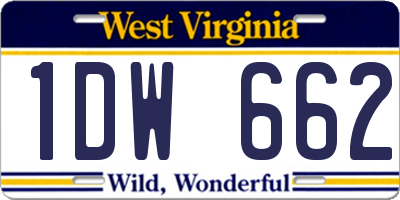 WV license plate 1DW662