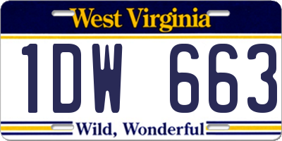 WV license plate 1DW663