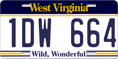 WV license plate 1DW664