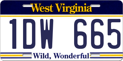 WV license plate 1DW665