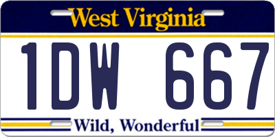 WV license plate 1DW667