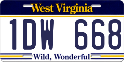 WV license plate 1DW668