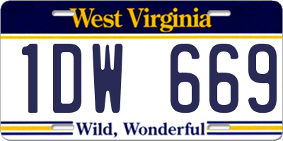 WV license plate 1DW669