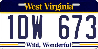 WV license plate 1DW673