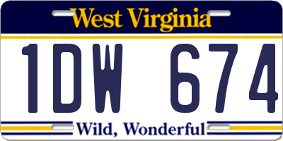 WV license plate 1DW674