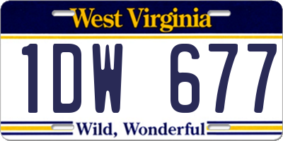 WV license plate 1DW677