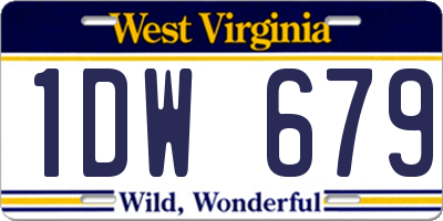 WV license plate 1DW679