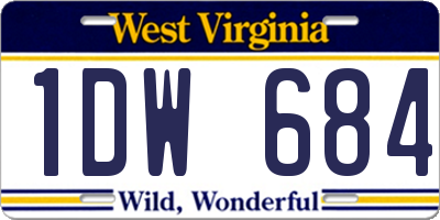 WV license plate 1DW684