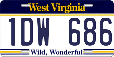 WV license plate 1DW686