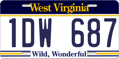 WV license plate 1DW687