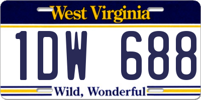 WV license plate 1DW688