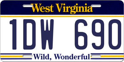 WV license plate 1DW690