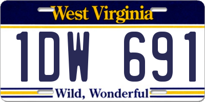 WV license plate 1DW691