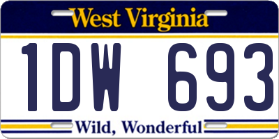 WV license plate 1DW693