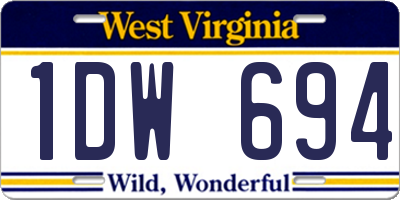 WV license plate 1DW694