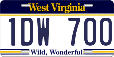 WV license plate 1DW700