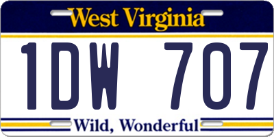 WV license plate 1DW707