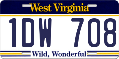WV license plate 1DW708